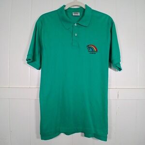 Vintage University of Hawaii Rainbows Polo Shirt Green Cotton Mens L Velva Sheen